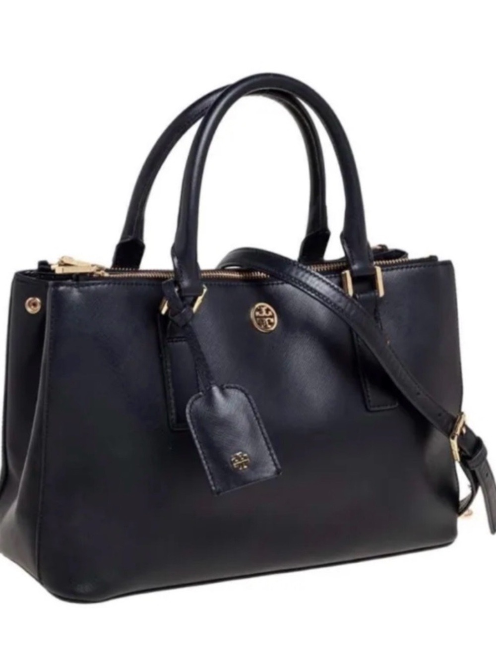 Tory Burch Solid Black Saffiano Leather Robinson Crossbody Tote bag